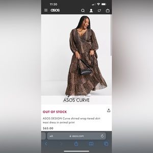 ASOS DESIGN Curve shirred wrap tiered skirt maxi dress in animal print